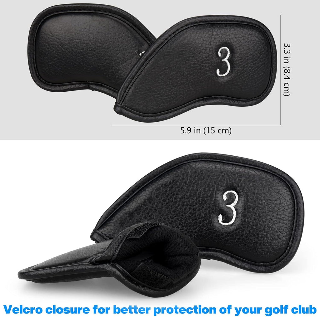CRAFTSMAN GOLF 12pcs or 1pc Thick Synthetic Leather Golf Iron Head Covers Set Headcover Fit All Brands Callaway Ping Taylormade Cobra Etc. Also Custom Name