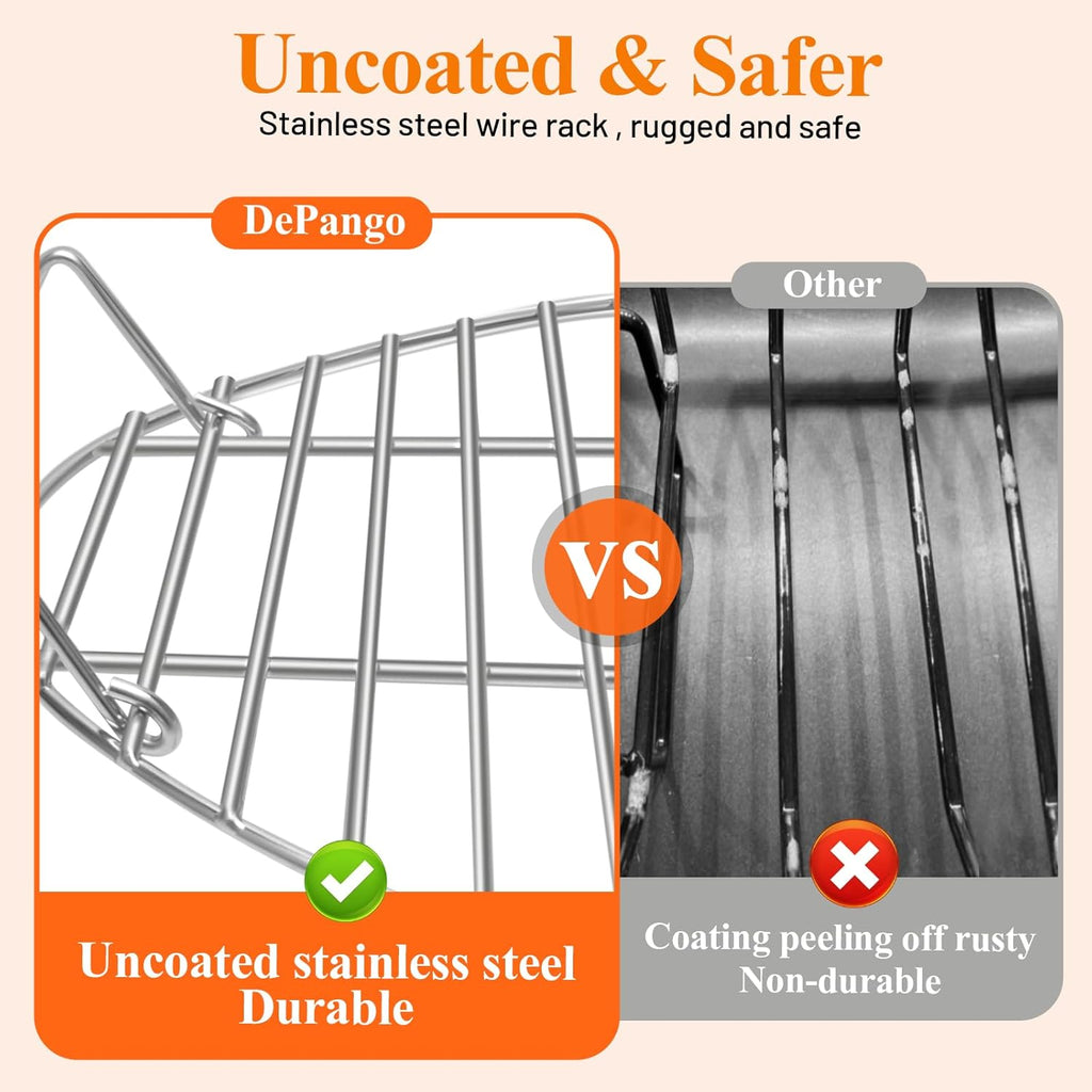 16.5inch Oval Roasting Rack for Oven, Gifts for Mom Men Wife, Stainless Steel Cooling Rack with Handle, Wire Rack for Cooking, Grilling, Drying