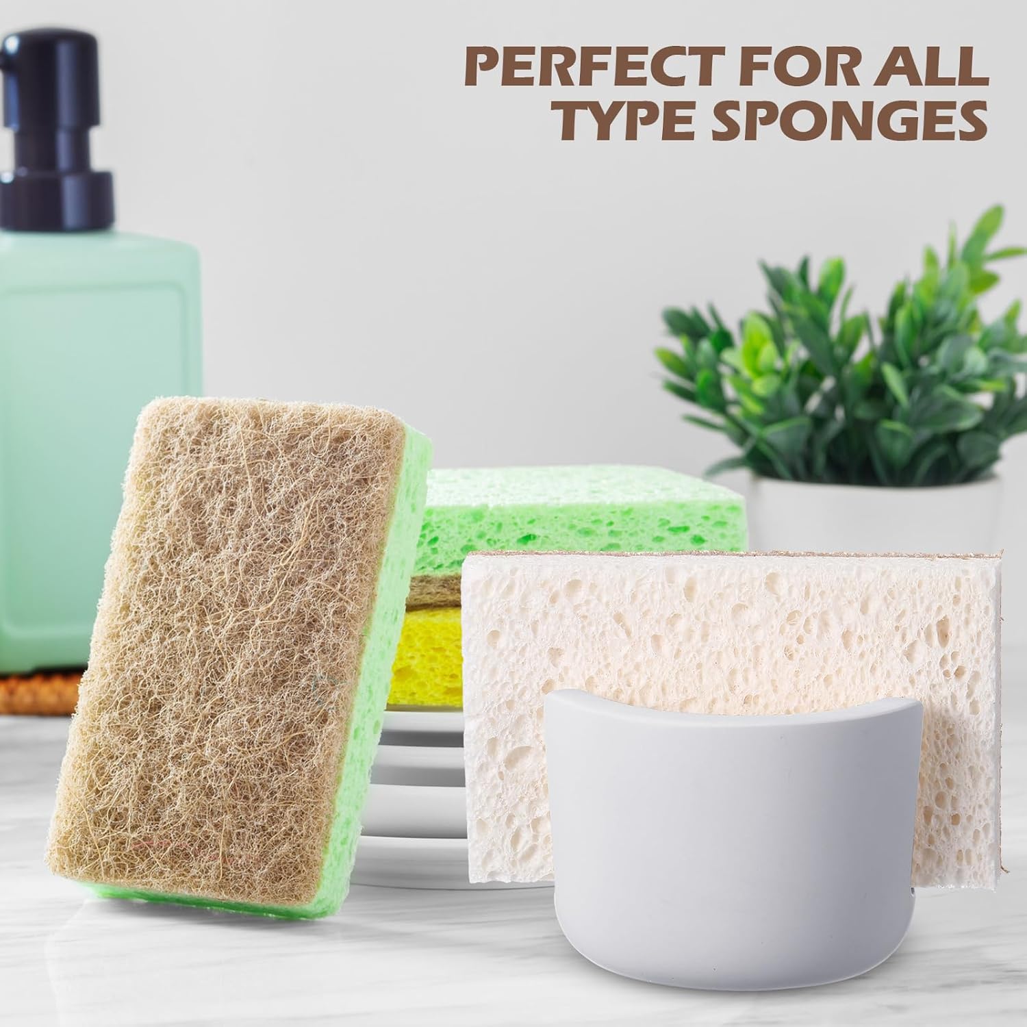 Geelin 2 Pack Diatomite Stone Sponge Holder for Kitchen Sink Absorbent Sponge Drying Rack Dish Organizer Kitchen Accessories Sink Tray(Grey)