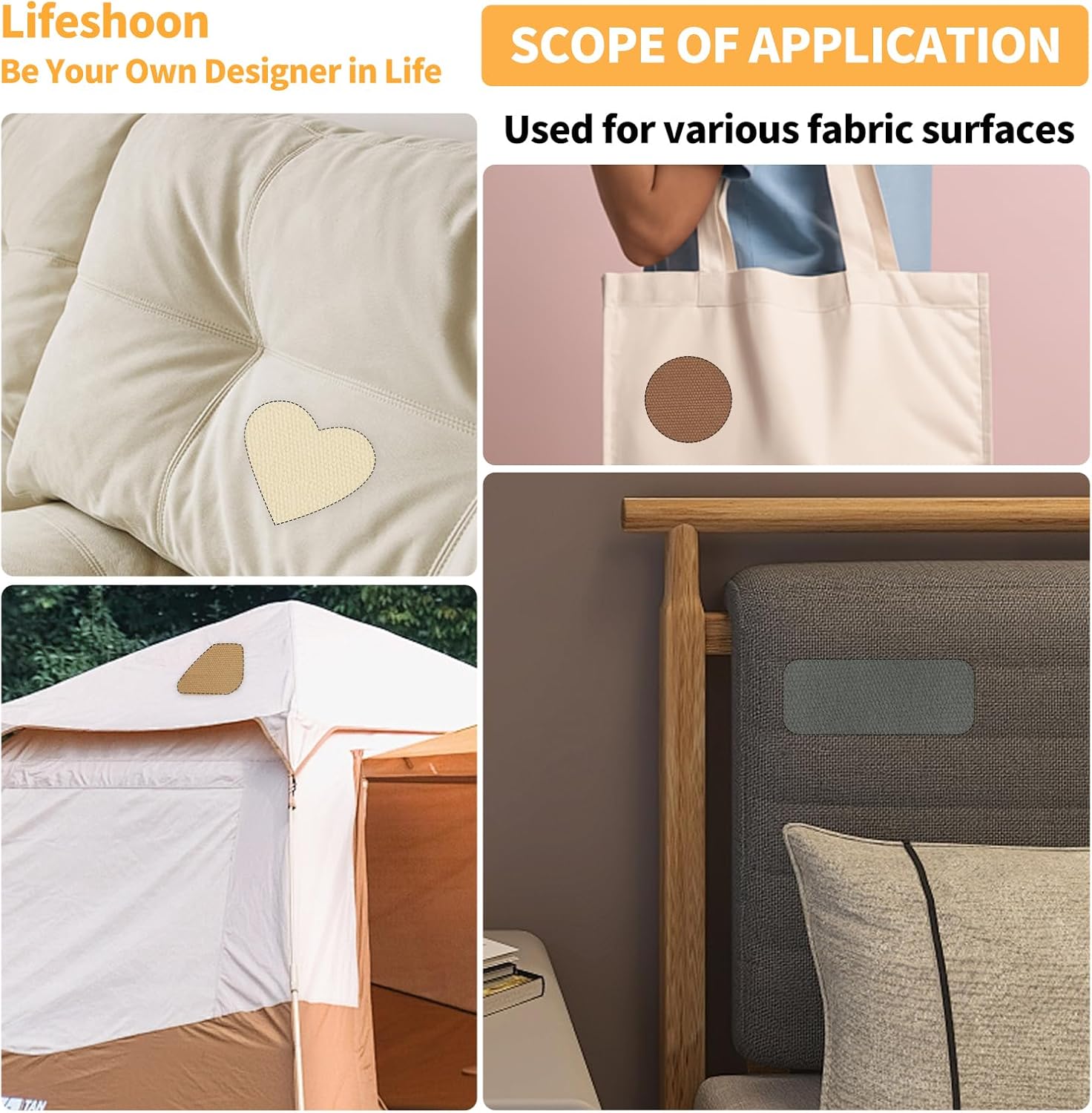 Fabric Repair Patches, 17X158 Inch Canvas Self-Adhesive Fabric Patches Tape Durable, DIY Large Canvas Repair for Sofa, Couches, Furniture, Chair, Clothing （17X158 Inch, Brown）