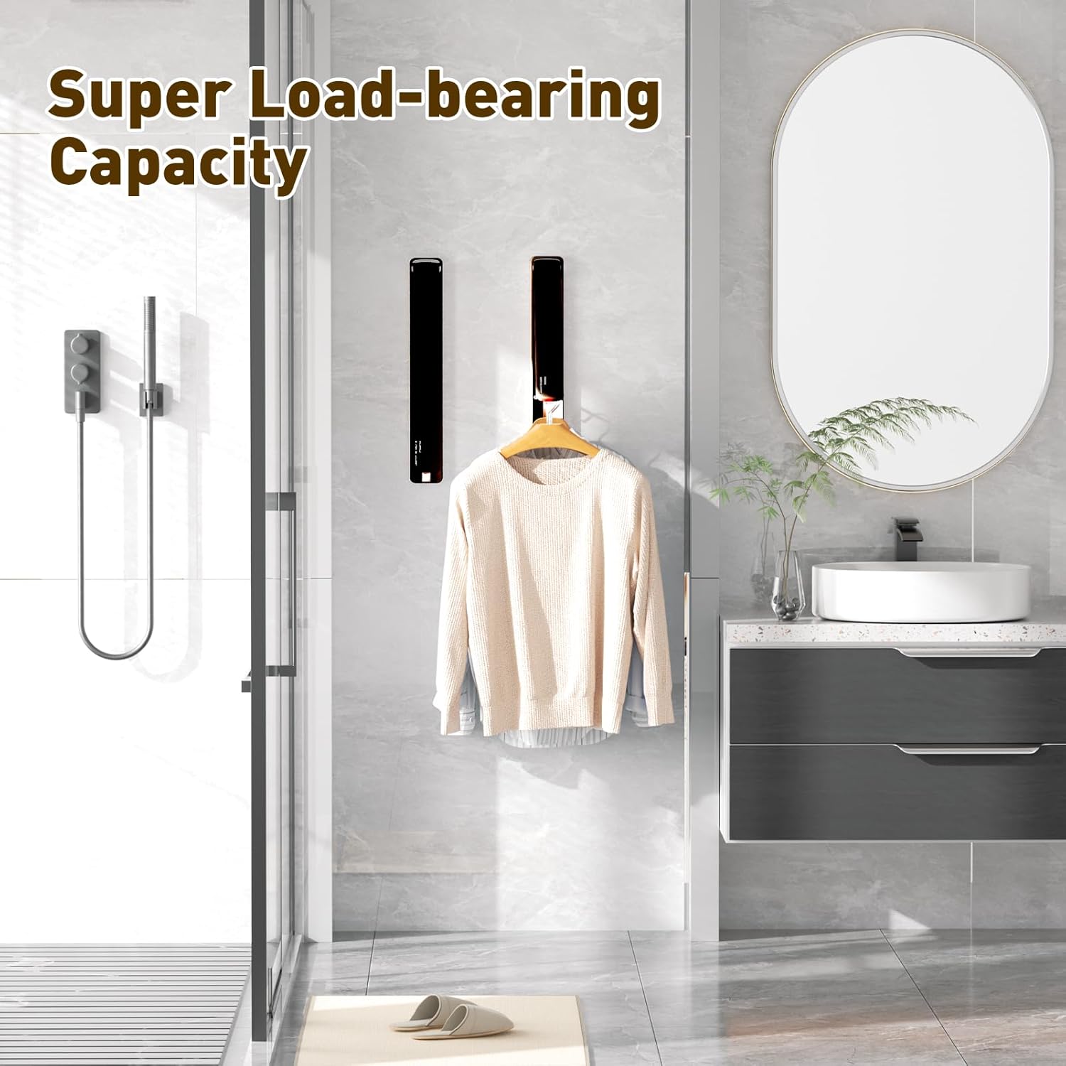 Clothes Drying Rack, Laundry Room Wall Mounted Retractable Clothes Hanger Drying Rack, Laundry Clothing Drying Rack Folding Indoor or Outdoor, Easy Installation Aluminium Dryer, 1pcs(Black)