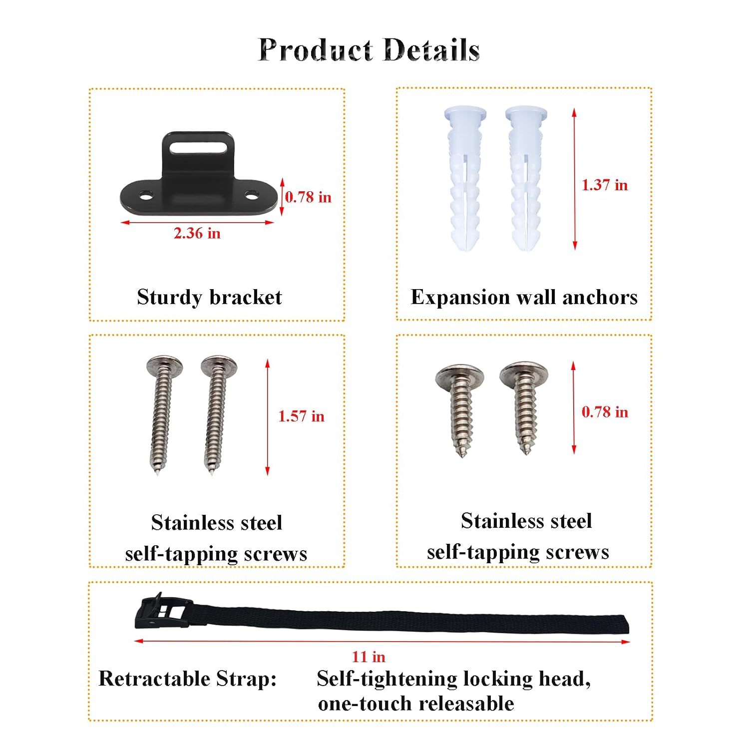 Anti Tip Furniture Anchors (2 Sets),Heavy Duty Furniture Wall Anchor,Adjustable Earthquake Straps,Furniture Anchors for Baby Proofing,Black