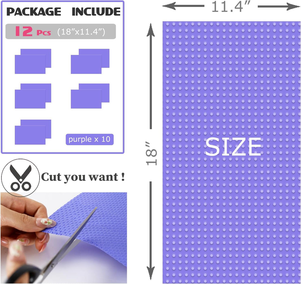 8Pcs Refrigerator Liners, Washable Fridge Liner Mats Covers Pads for Glass Shelf Cupboard Cabinet Drawer Home Kitchen Accessories Organization (Purple)