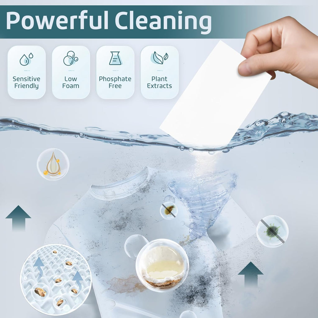 Poesie Laundry Detergent Sheet Fresh Linen Scent 320 Sheets Travel Laundry Kit No waste Portable Washing Sheets Detergent for Machine Wash & Hand Wash