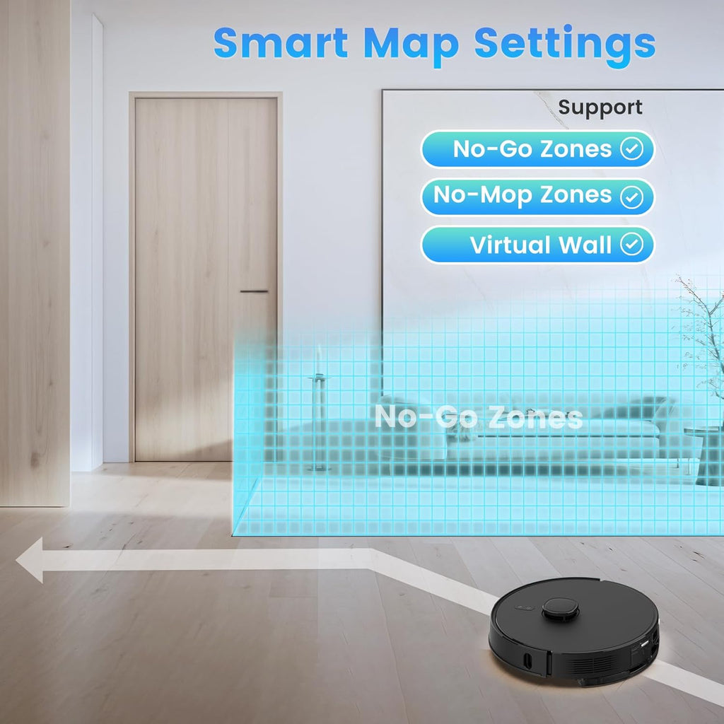 Robot Vacuum and Mop Combo, Self-Emptying, 60-Day Capacity, Schedule, 180mins Runtime, Home Mapping, Wi-Fi/App/Alexa/Remote, Robotic Vacuum Cleaner for Pet, Hard Floors, Carpet
