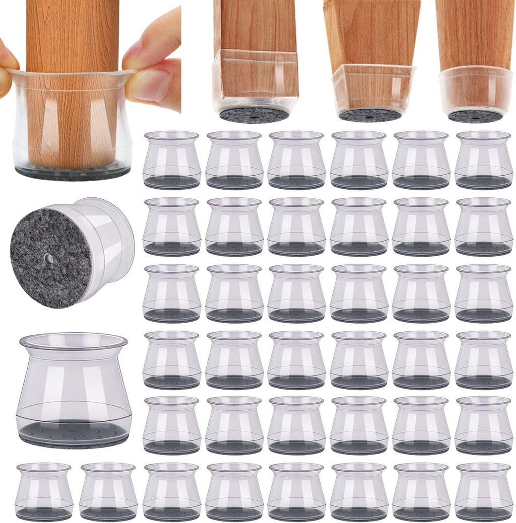 BUMACO 40Pcs Chair Leg Floor Protectors Chair Leg Protectors for Hardwood Floors Silicone Pads Covers to Protect Floors Universal L Clear Fit (1-5/16"~2")