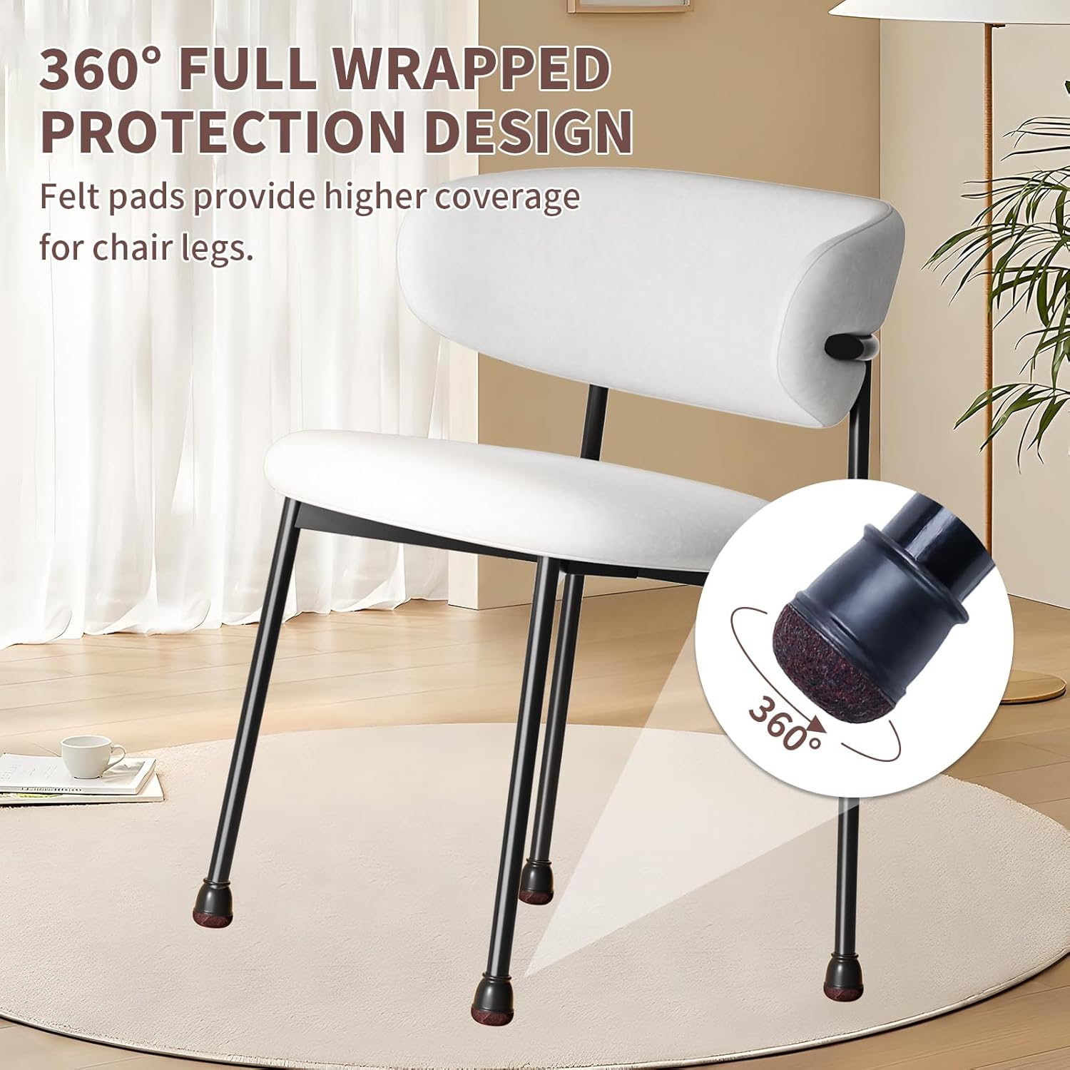 Ezprotekt 24 Pcs Extra Small Round Chair Leg Floor Protectors for Wooden & Ceramic Tiles Floors, Felt Silicone Furniture Pads Caps for Dining Table, Bar Chair Legs, Black (XS Fit: 2/5" - 11/20")