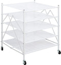 STORAGE MANIAC Sweater Drying Rack, Mesh Clothes Drying Rack, Stackable Laundry Drying Rack, Lay Flat Dryer for Delicates, Portable Dry Rack for Indoor or Outdoor, White, 5 Tier Foldable