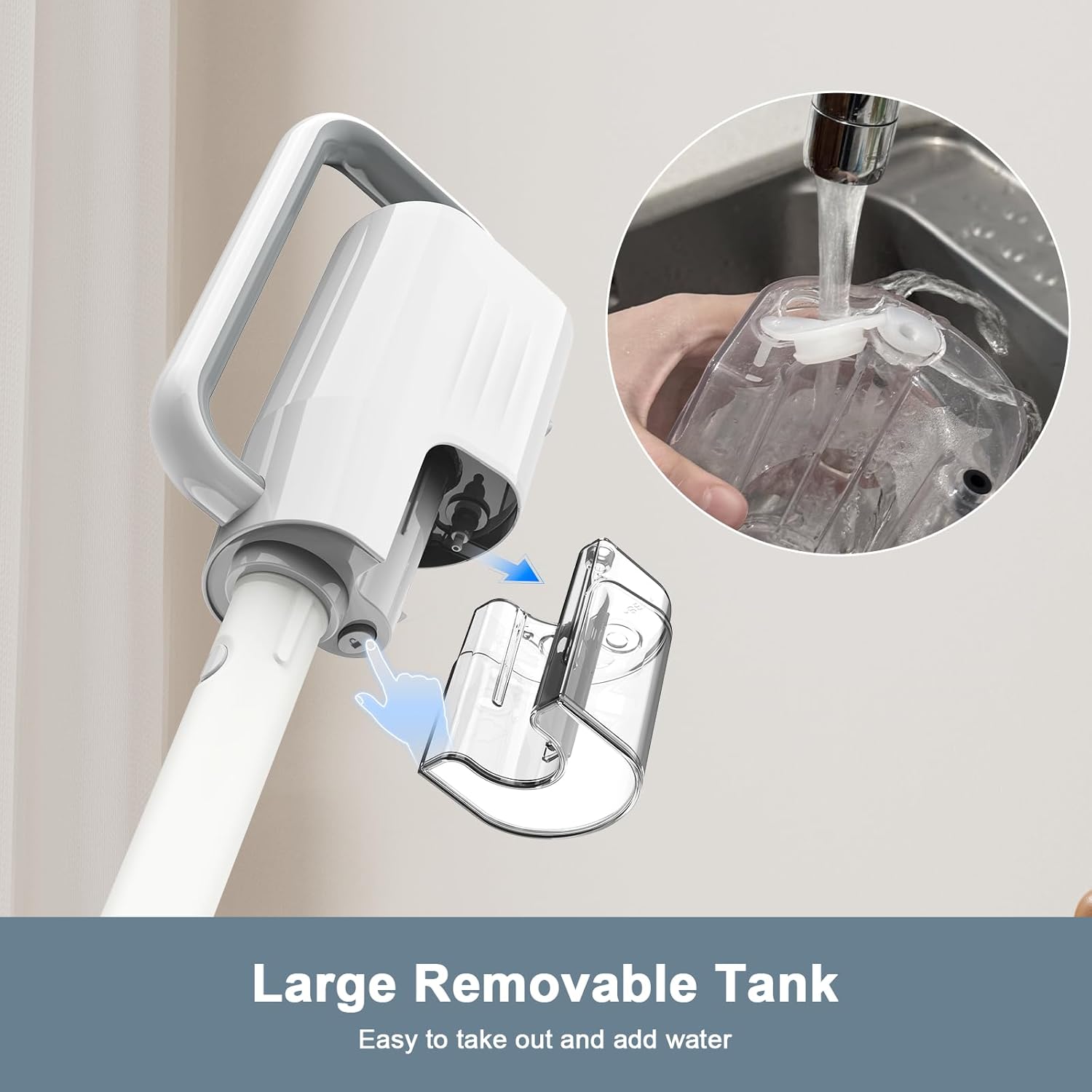 Steam Cleaner, 6 in1 Rotated Steam Mop Cleaner with 2 Modes, 2 Microfiber Pads, 400ML Removable Tank, 23FT Power Cable, Detachable Steam Mops for Floor, Laminate Floor, Tiles Cleaning (White)