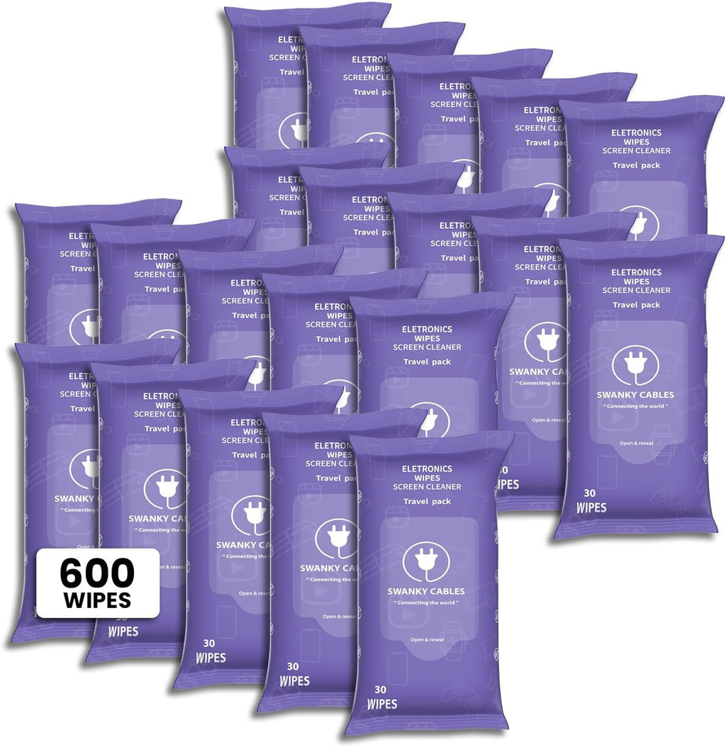Screen Cleaner Wipes: Electronic Wipes for Screens - Computer Screen Wipes for Lens, Phone, Tv Screen and Monitor Cleaning - Tech Wipes & Microfiber Cloth (Soft Wipes, 600 Count)