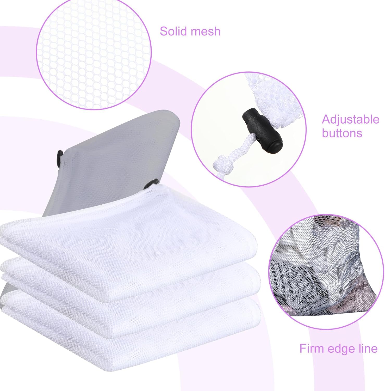 Berlune 30 Pack 24 x 36 Inches Large Mesh Bags for Laundry, Wash bags, Sturdy Mesh Material Closed with Drawstring, Factory, University, Dormitory, Travel and Apartment Dweller (White, Gray)