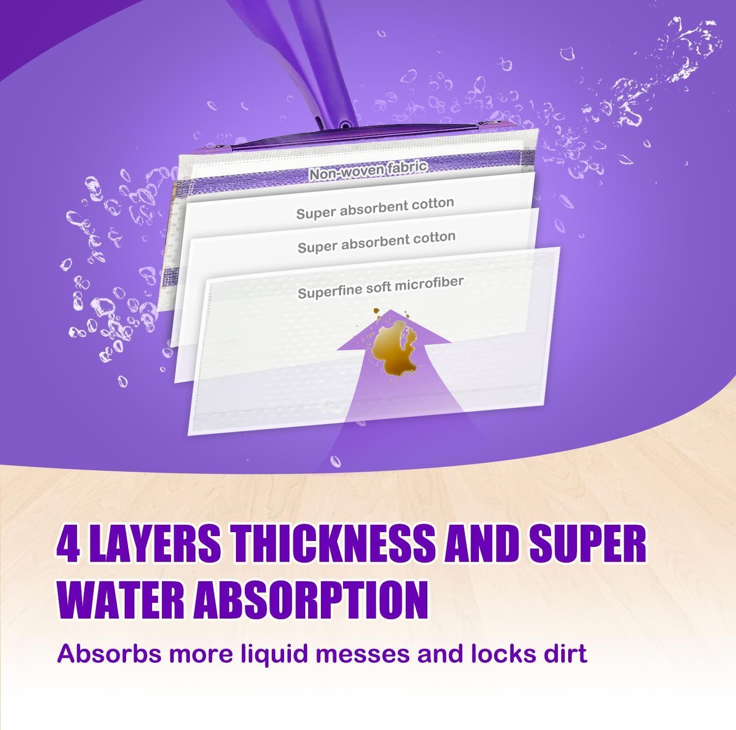 20 Count Mop Pad Refills for Wet Jet Mop, Wet Jet Pads for All Floor Types, Wet Jet Refill for Wet Pads Refill, 4 Layers Thickened Durable and Super Absorbent