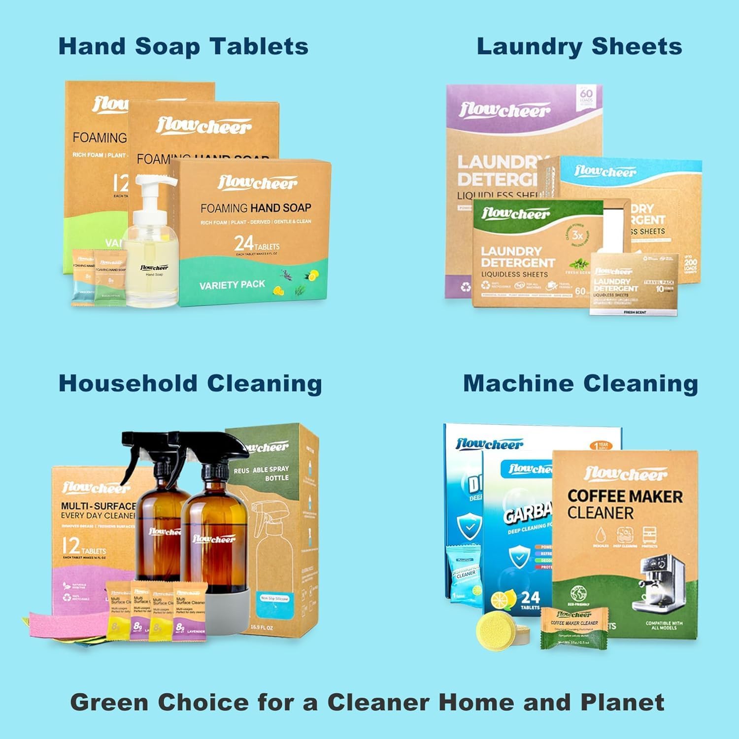 All Purpose Cleaner Concentrate Refills,MultiSurface Clean Refill,No Toxic Cleaning Tablets(12Pack)-Makes 192fl oz(12x16Fl oz)Bottle of Spray Cleaner for Household&Kitchen Cleaning-Unscented