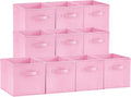 Lifewit 10 Packs Storage Cubes, 11 Inch Cube Storage Bins, Foldable Decorative Fabric Storage Baskets for Organizing Home Organizers with Handles for Shelves, Closet, Pink