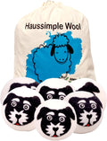 Wool Dryer Balls Organic Felt 6 Pack Laundry Fabric Softener, Extra Large Reusable Handmade Natural Sheep Wool Lint Wrinkle Free Anti Static Baby Safe (Black White Dog)