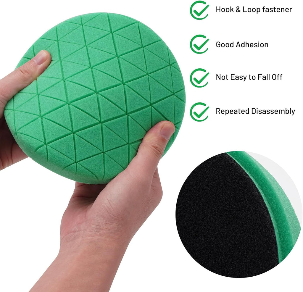 Buffing Polishing Pads, 7Pcs 6.5 Inch 165mm Face for 6Inch 150mm Backing Plate, Car Compound Buffing Sponge Pads and Woolen Pads Cutting Polishing Pad Kit for Car Polishing and Waxing