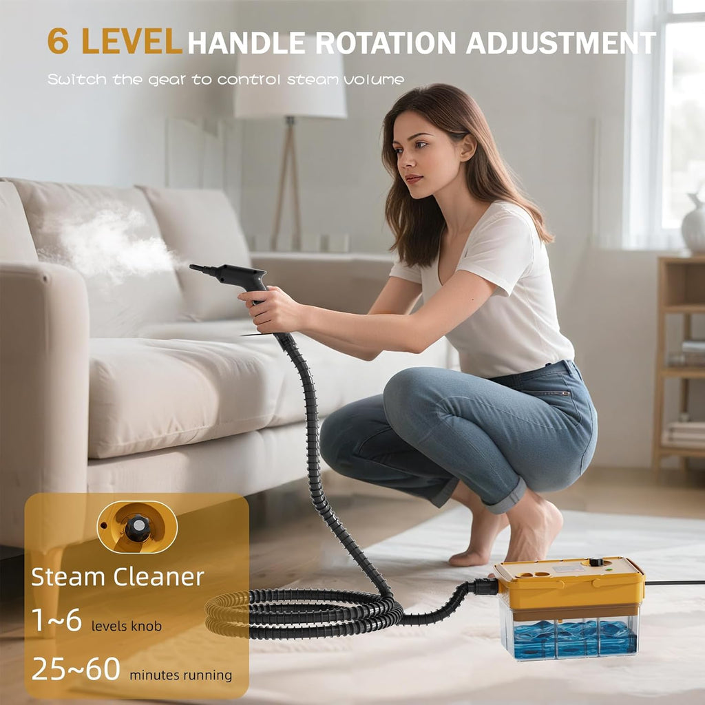 Handheld Steam Cleaner 2500W,10s Fast Heat-Up & 50.73OZ Large Tank,Pressurized Portable Steamer with 9 Accessories for Home,Car,Kitchen,Bathroom,Floors,Grout,Tile,Upholstery