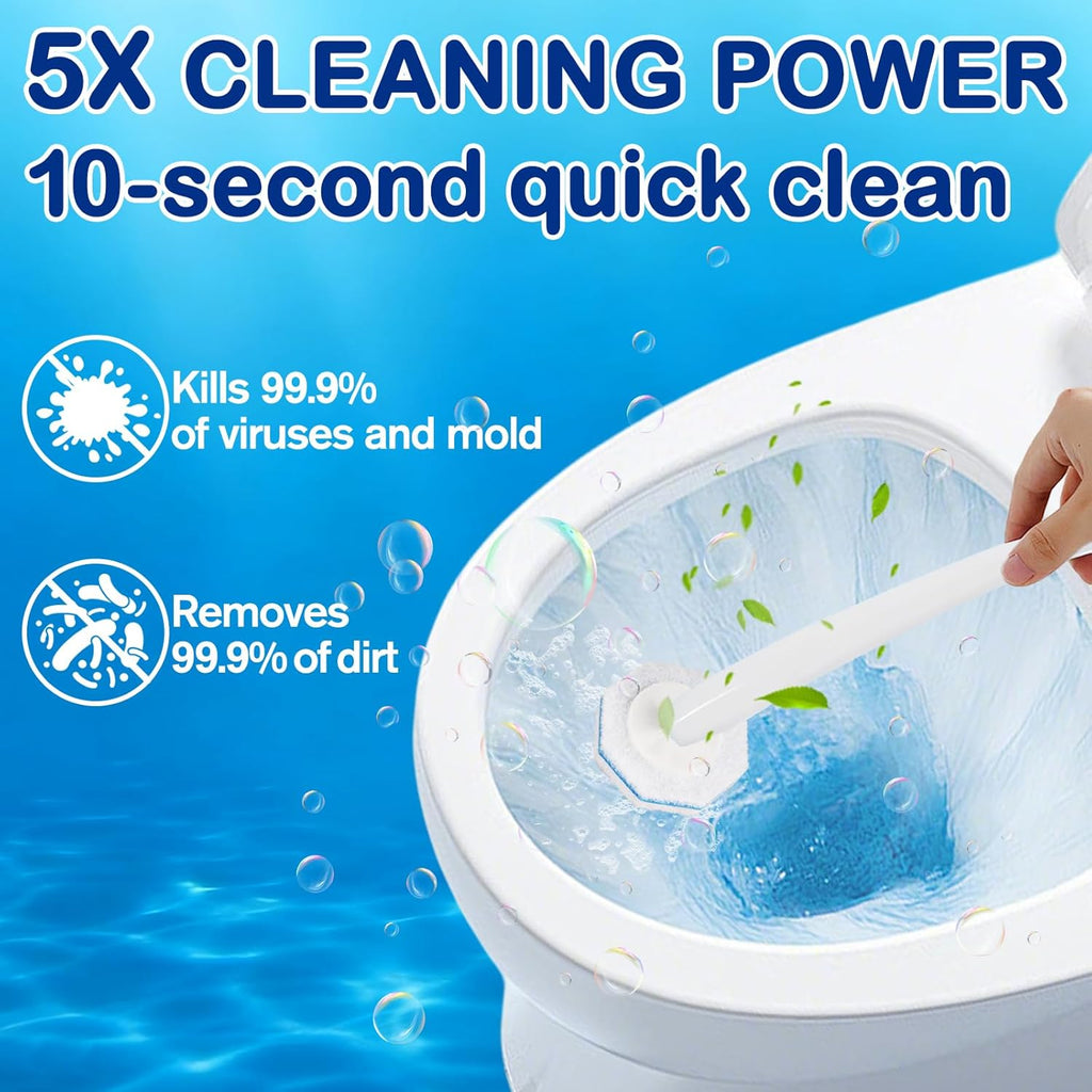 80 Count Disposable Toilet Wand Refills - Toilet Bowl Wand Refills with Cleaners, 5X Cleaning Power | No Falling Apart | Fresh Fragrance