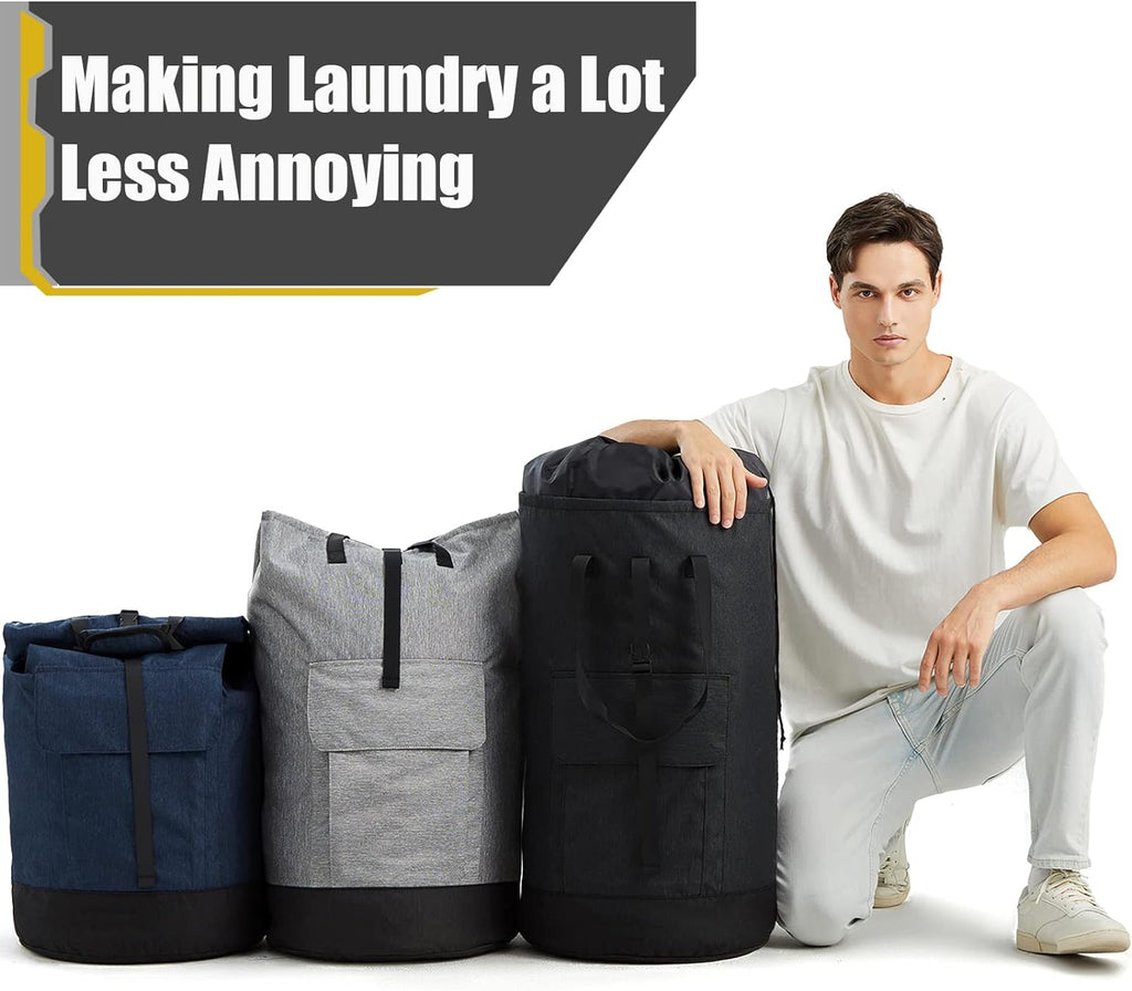 Laundry Bag Backpack Extra Large, Heavy Duty Laundry Bag With Straps, College Dorm Room Essentials, Dirty Clothes Bag for Travel, Beach, Camping, Apartment and Laundromat