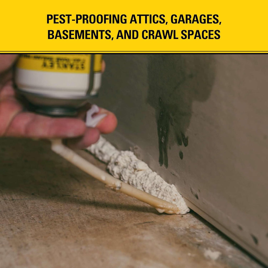 Stanley F993 Expanding Foam Sealant Spray – (1x12oz) Gaps & Cracks Filler, PestBlocker for Indoor/Outdoor Use – Paintable, Waterproof, Polyurethane Insulation Foam with Straw Applicator | 1 Pack