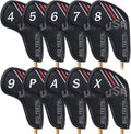 Big Teeth Golf Cover USA Stripe and Star Headcover Covers, Driver Fairway Wood Hybrid Headcovers Fits Blade Mallet Putter Iron and Woods with Magnetic Club Protector Pu Leather Golf Accessories