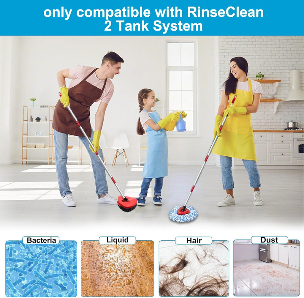 8-Pack Reusable Mop Head Replacement for O Cedar RinseClean 2-Tank System, Microfiber Spin Mop Refills Compatible with Vileda 2-in-1 Turbo Triangle