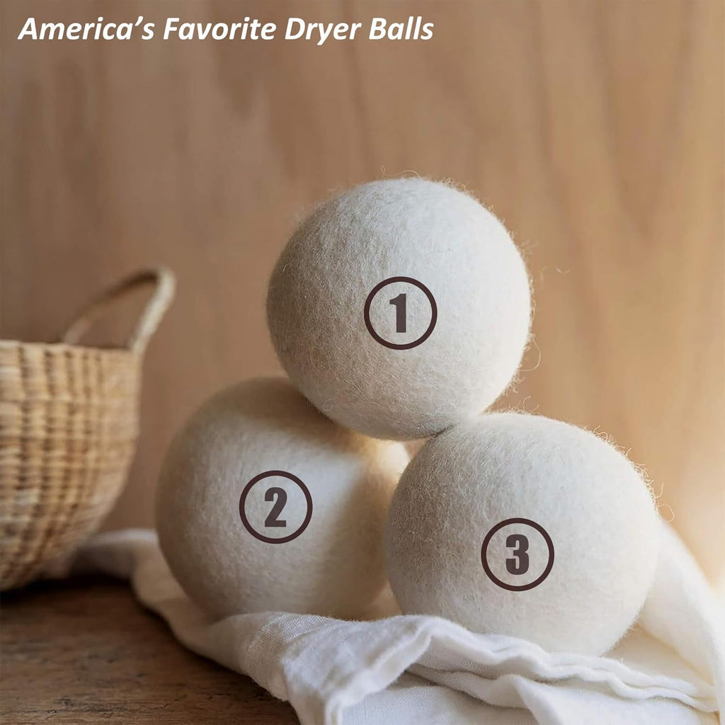 Sheep Wool Dryer Balls 12 Pack XL(2.7") Premium Natural Fabric Softener, Reusable Laundry Dryer Balls for Reducing Drying Time, Static and Wrinkles, Eco-Friendly – 100% New Zealand Wool
