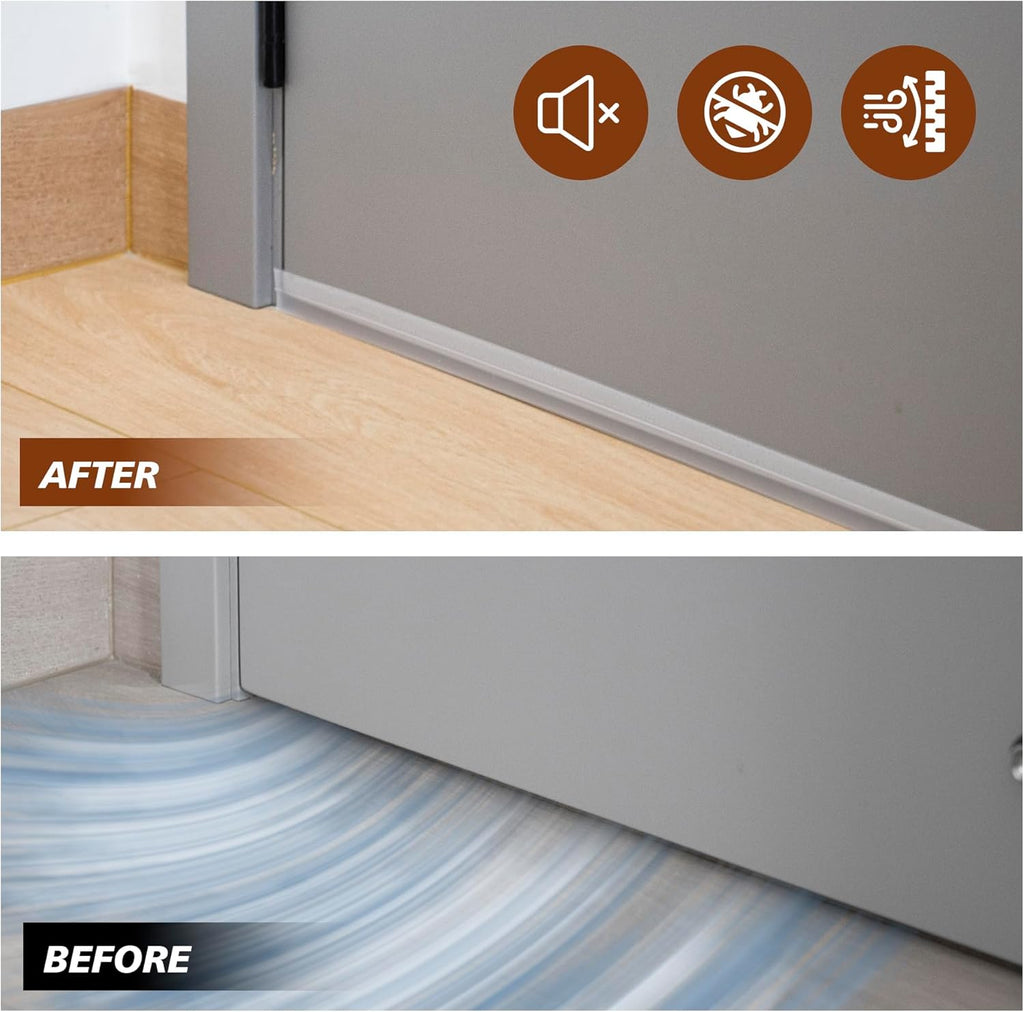 RECAPS 35mm 16.4 Feet Silicone Weather Stripping Door Seal, Transparent Under Door Gap Filler for Draft Stopper Adhesive Doors Windows and Shower Glass Gaps