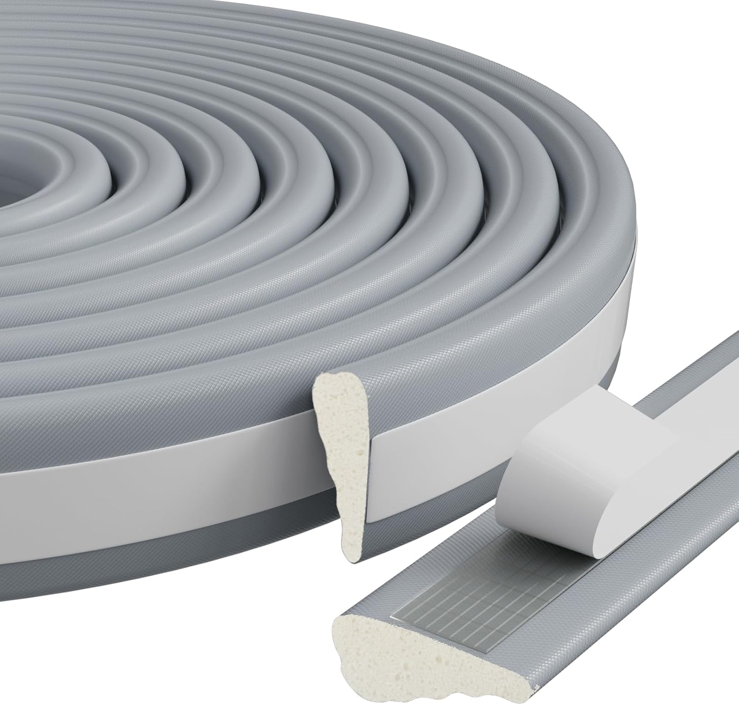 2 Pack*16.4 Ft Weather Stripping Seal Strip for Doors,Soundproofing Window Insulation Draft Stopper for Winter, Selfadhesive Foam Weather Strip for Door Frame,Door Gap Filler Noise Blocker(Gray)