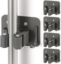 Broom Holder Wall Mount Screw Drilling, Sturdy Heavy Duty Stainless Steel Mop Gripper Rack Perforated, Perfect for Laundry Room Organizer, Fit with Laundry Kitchen Garage Garden Storage System
