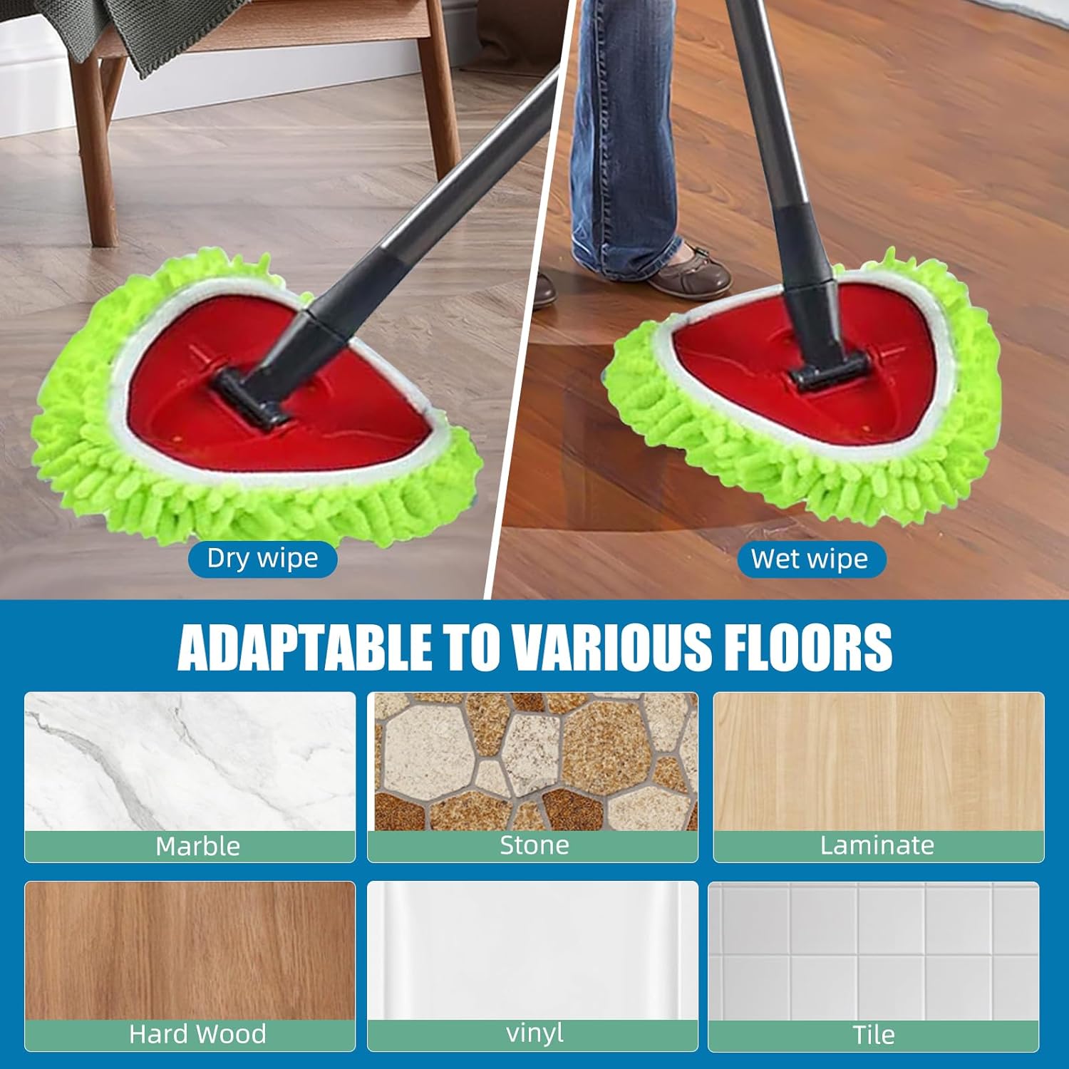 Mop Heads Replacements Compatible with Ocedar RinseClean 2-Tank System 3 Pack Spin Mops Refill Microfiber Chenille for O Cedar Dry Wet Cleaning All Hard-surfaced Floors Machine Washable