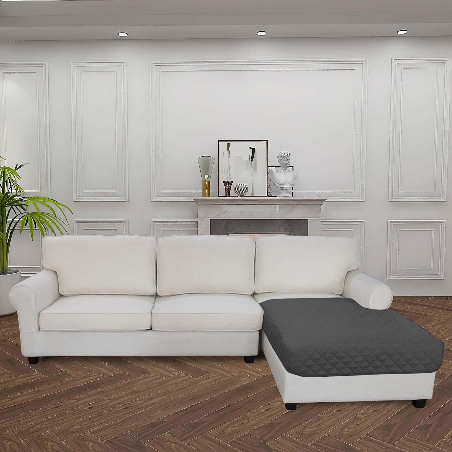 Easy-Going Sectional Couch Covers for Dogs L Shape Sofa Cover Reversible Sofa Slipcover Chaise Lounge Cover Furniture Protector Cover for Pets Dog Cat (42 x 68 inches, Dark Gray/Dark Gray)