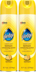 Pledge Multisurface Furniture Polish Spray, Works on Wood, Granite, and Leather, Shines and Protects, Lemon, 9.7 oz (Pack of 2)