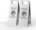 Reserved Parking Sign – Foldable Heavy Duty Plastic A-Frame with Bold “P” Symbol, Bilingual English & Spanish – 24" Tall Reserved Spot Marker for Storefront, Driveway, Garage – Silver