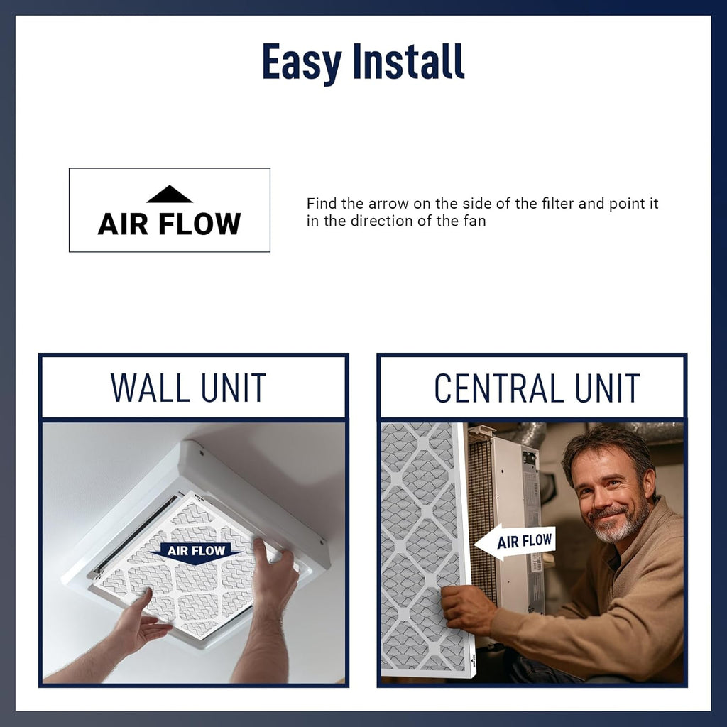 12x12x1 MERV 13 Air Filters, 6-Pack, Actual Size: 11.7" x 11.7" x 0.75", Pleated Design with Enhanced Filter Media for Superior Filtration,Perfect for HVAC, AC & Furnace Systems