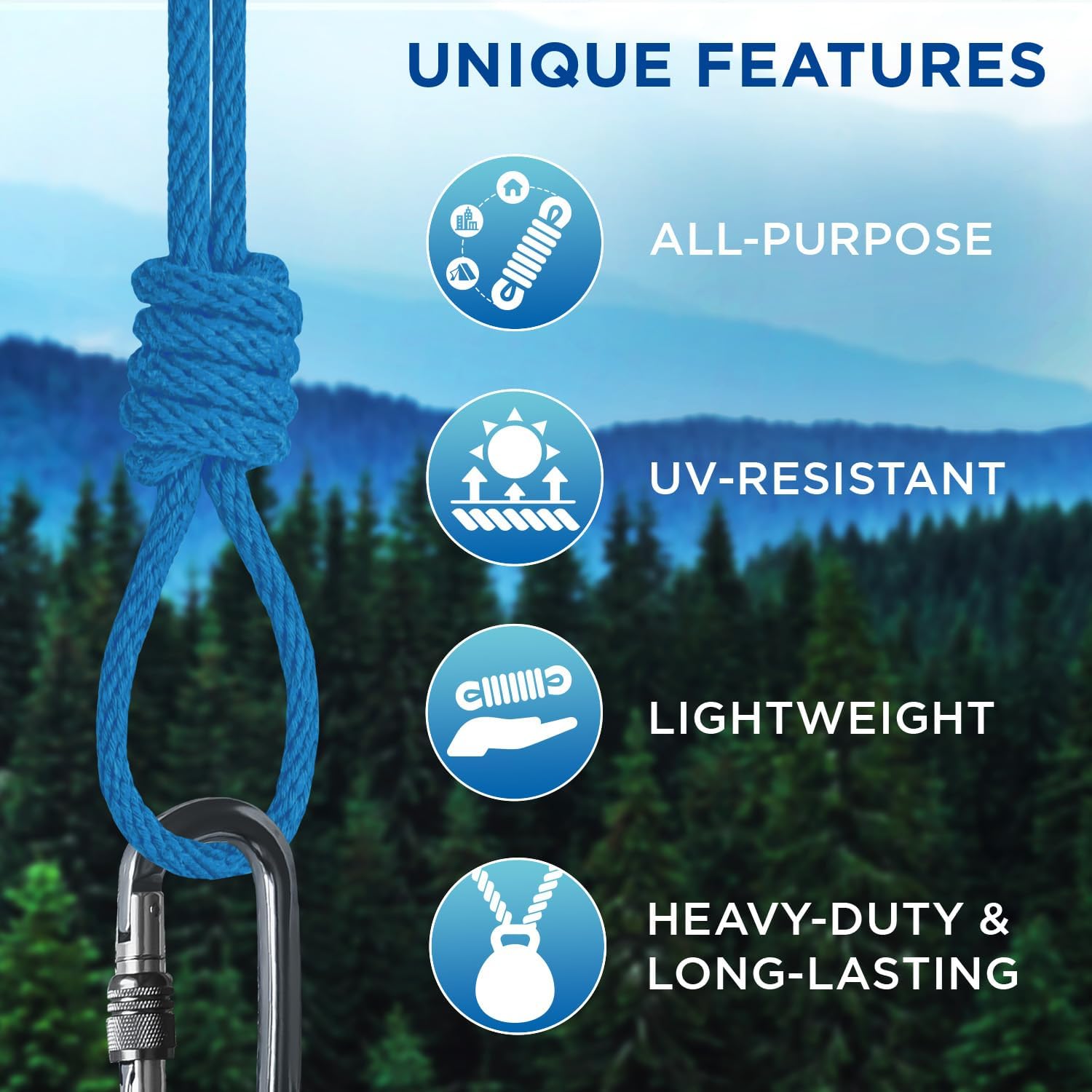 TECEUM Cotton Rope 3/16” (5 mm) – 50 FT – Strong All-Purpose Braided Rope – Natural Cotton – for Crafting, Сamping, Clothes Line, DIY, Indoor & Outdoor Use – Sky Blue