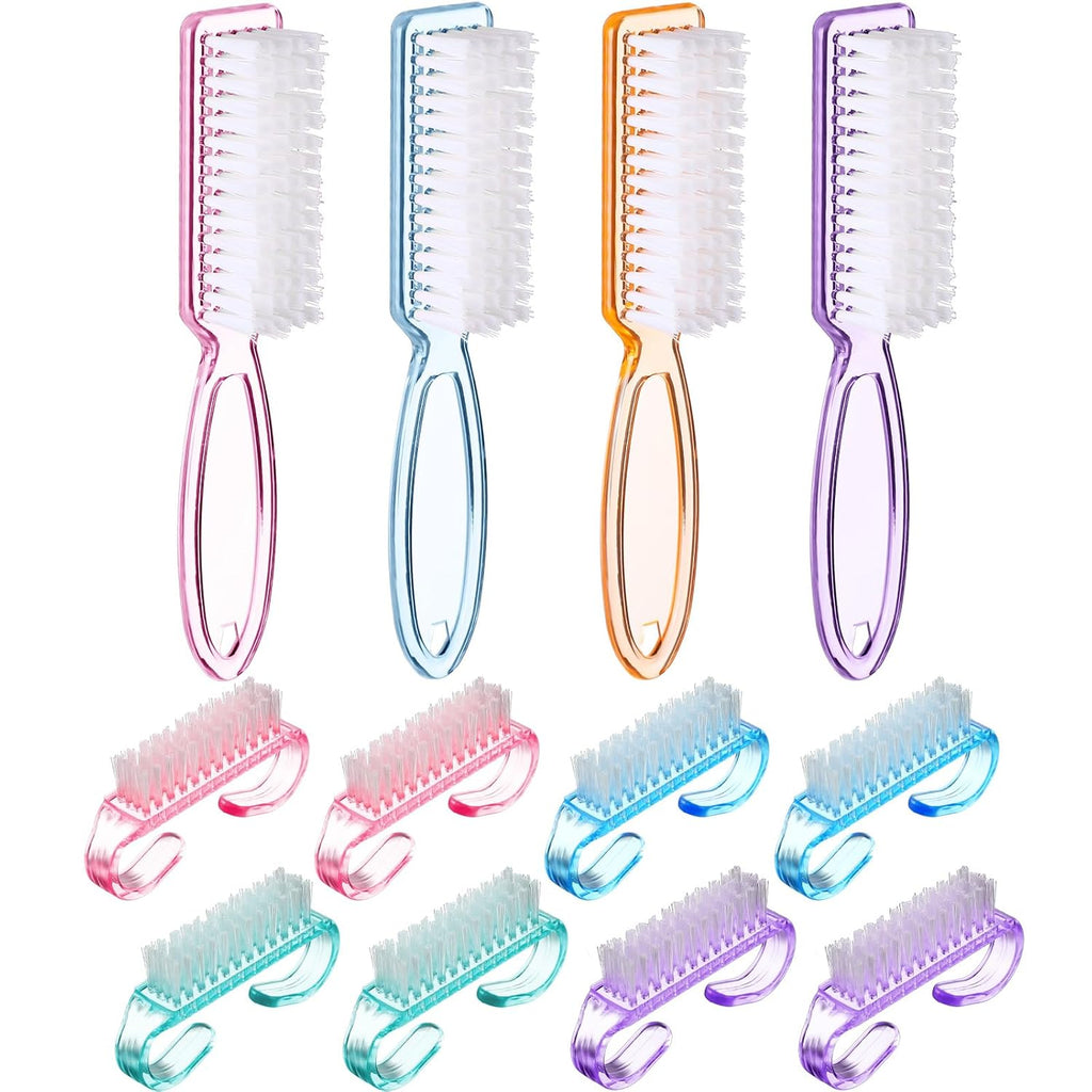 Patelai 12 Pcs Handle Grip Nail Brush Bulk Colorful Nail Scrubber Fingernail Brushes Hand Toes Cleaning Brushes Pedicure Scrubbing Tool for Men and Women, Multicolor Brush