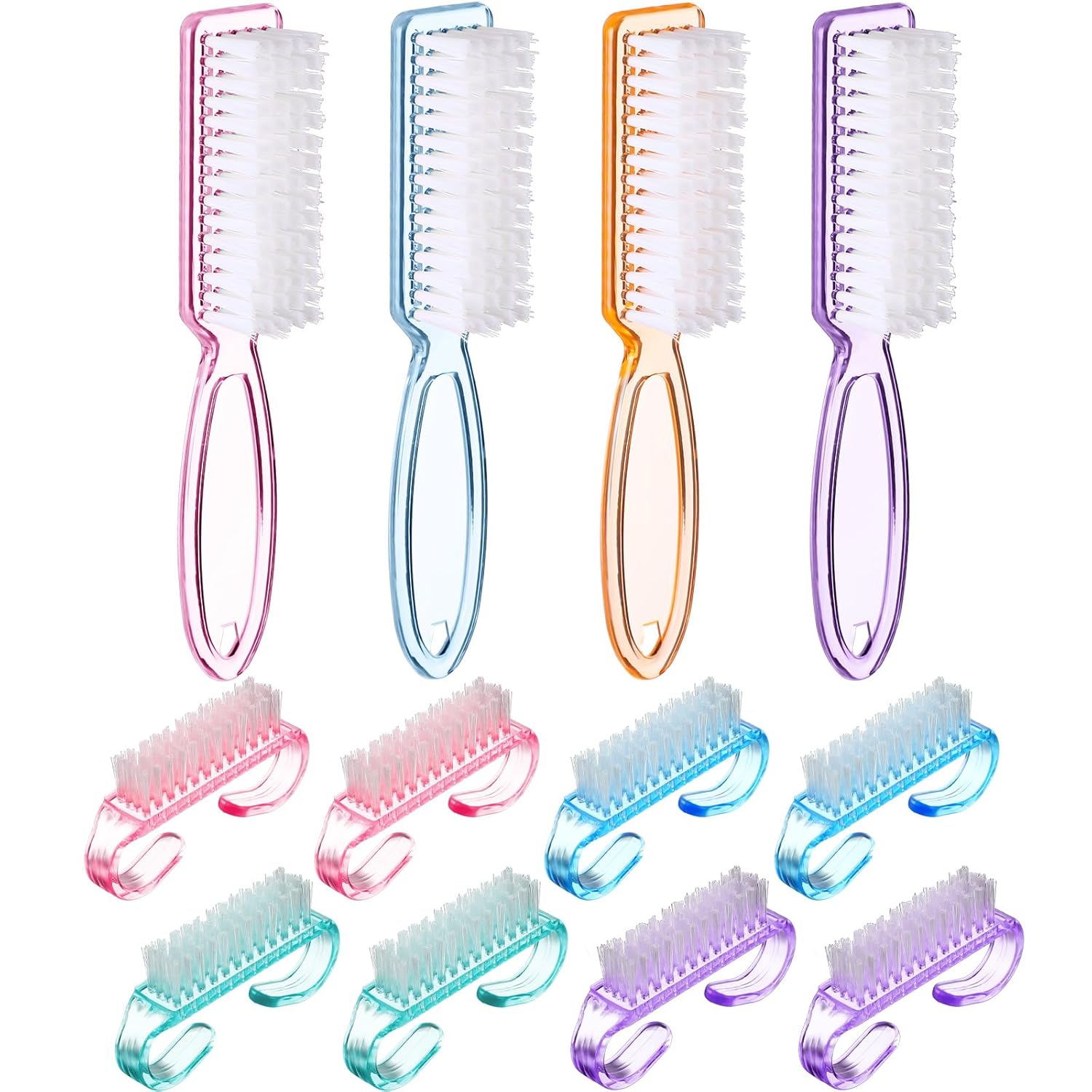 Patelai 12 Pcs Handle Grip Nail Brush Bulk Colorful Nail Scrubber Fingernail Brushes Hand Toes Cleaning Brushes Pedicure Scrubbing Tool for Men and Women, Multicolor Brush