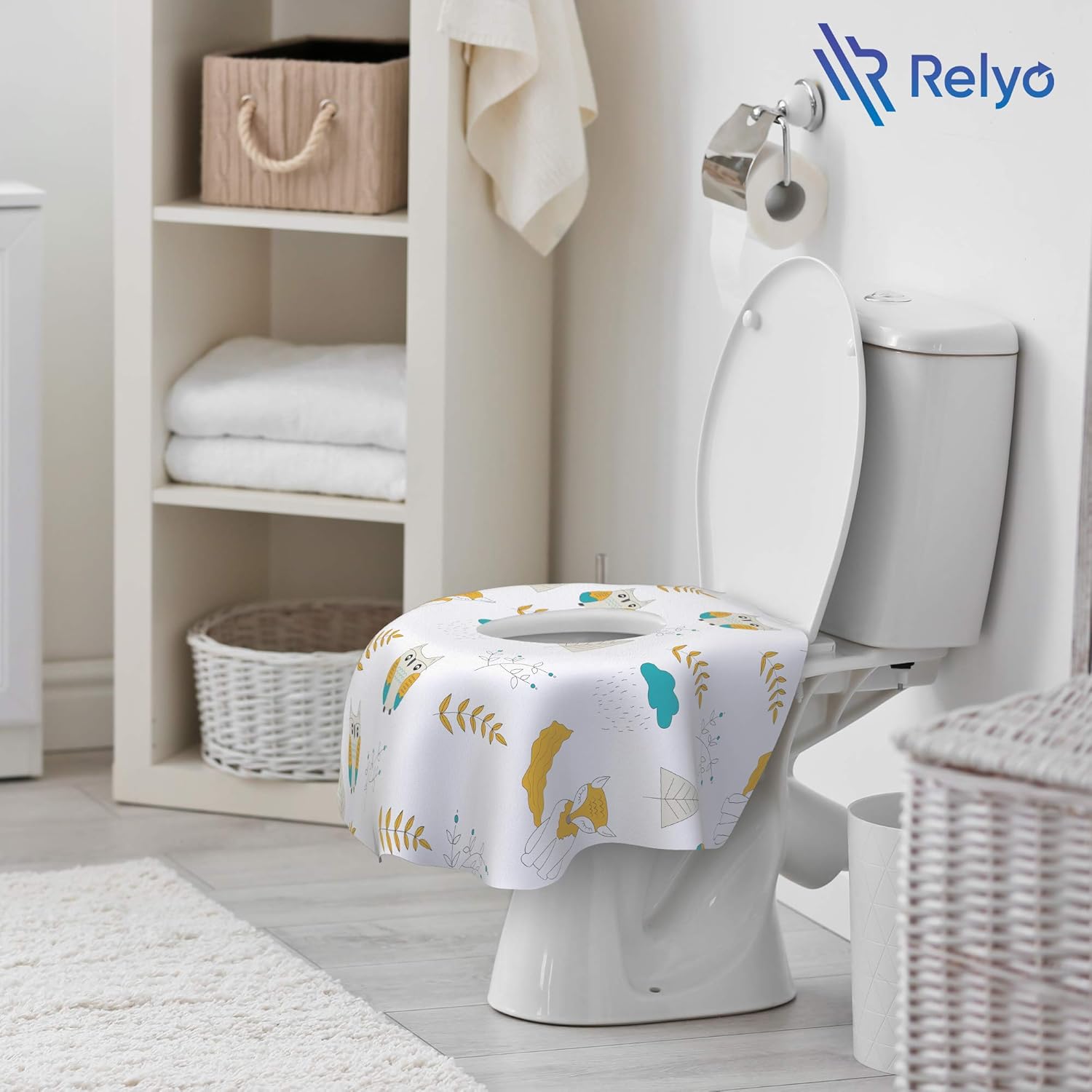 Toilet Seat Covers Disposable - 20 Pack - Waterproof, Ideal for Kids and Adults – Extra Large, Individually Wrapped for Travel, Toddlers Potty Training Public Restrooms (Owls, 20)