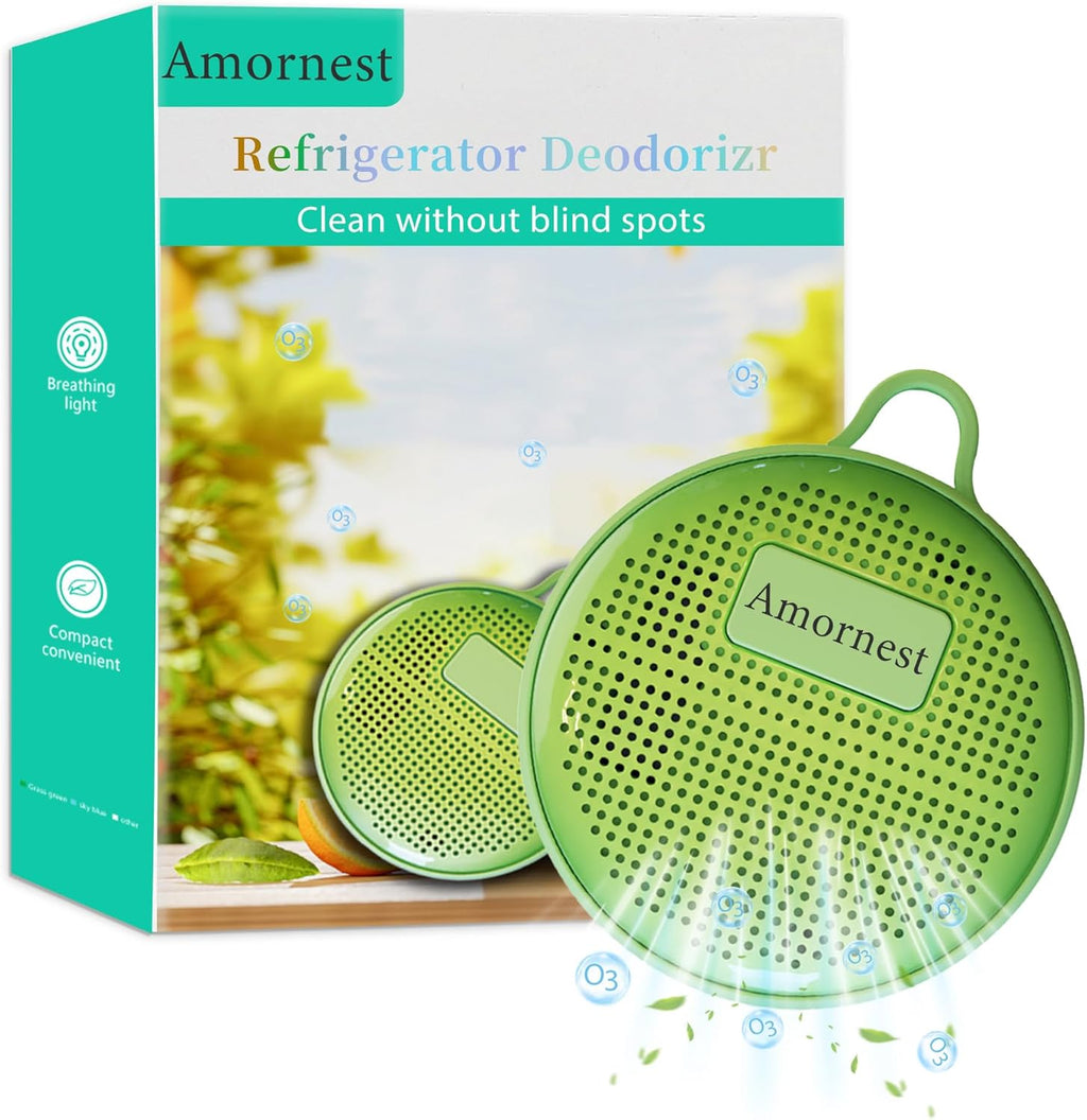Refrigerator Deodorizer Odor Eliminator, Last for 10 Yeas Fridge Deodorizer Compact Fridge Freshener Deodorizer More Effective Than Baking Soda Bamboo Air Purifying Bags,Grass Green