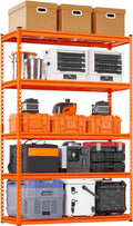 VEVOR Storage Shelves, 2500 lbs, 5 Tier Heavy Duty Garage Shelving, 18" D x 48" W x 72" H Adjustable Metal Shelves for Industrial Shelving Unit Utility Shelf, for Kitchen, Warehouse, Basement, Orange