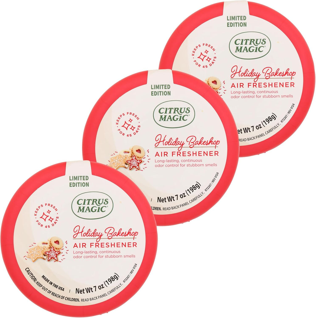 Citrus Magic Holiday Odor Absorbing Solid Air Freshener, Holiday Bakeshop, 7-Ounce, Pack of 3