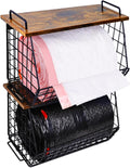 2 Pack Stackable Extra Large Trash Bag Holder Under Sink, Wall Mounted Garbage Bag Dispenser Roll Holder for 13/33 Gallon Trash Bags, Kitchen/Pantry/Laundry Room Organization Basket Storage Bin