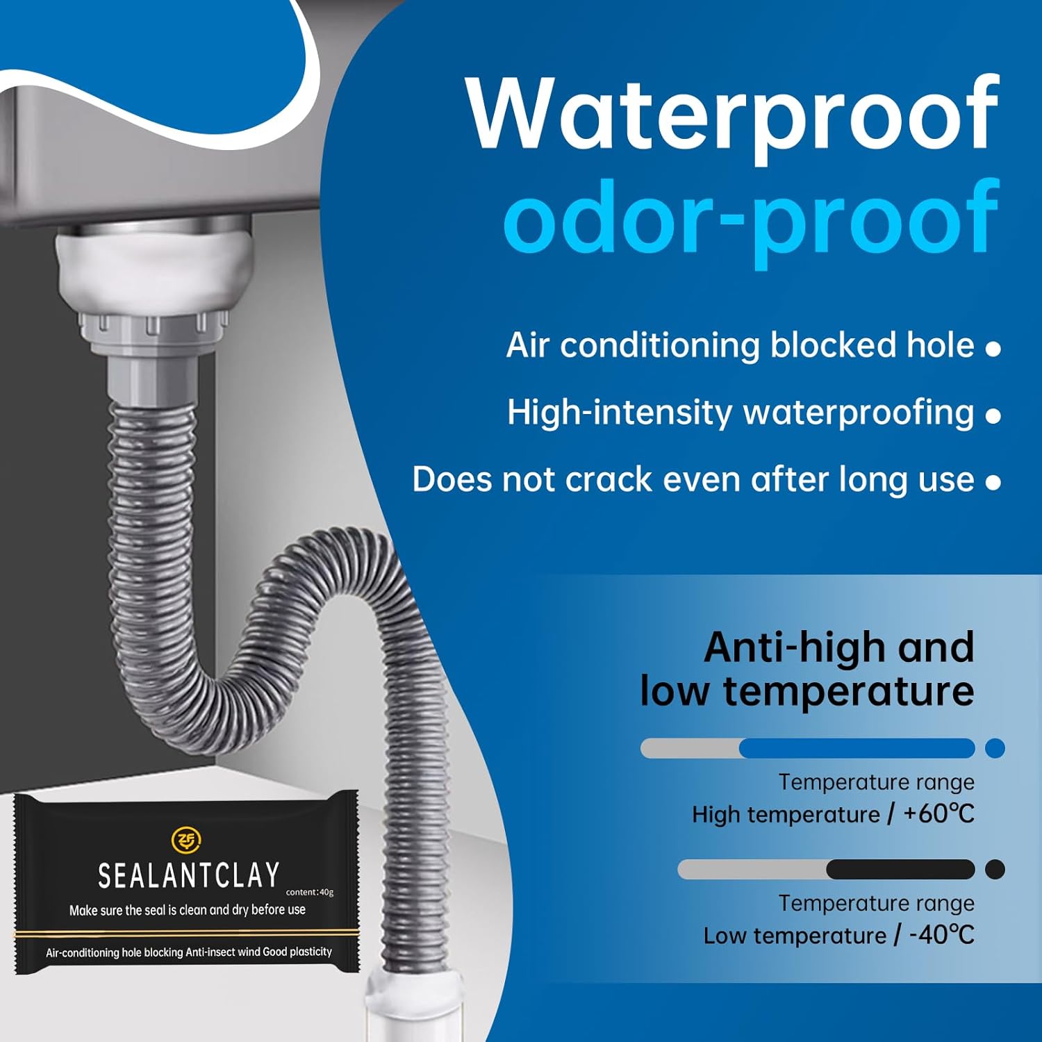 12Pack Quick Repair Mud and Waterproof White Sealing Putty - Pipe Sealing Repair Sealing Clay, Ideal for Air Conditioning Gaps, Wall Holes and Drain Connections