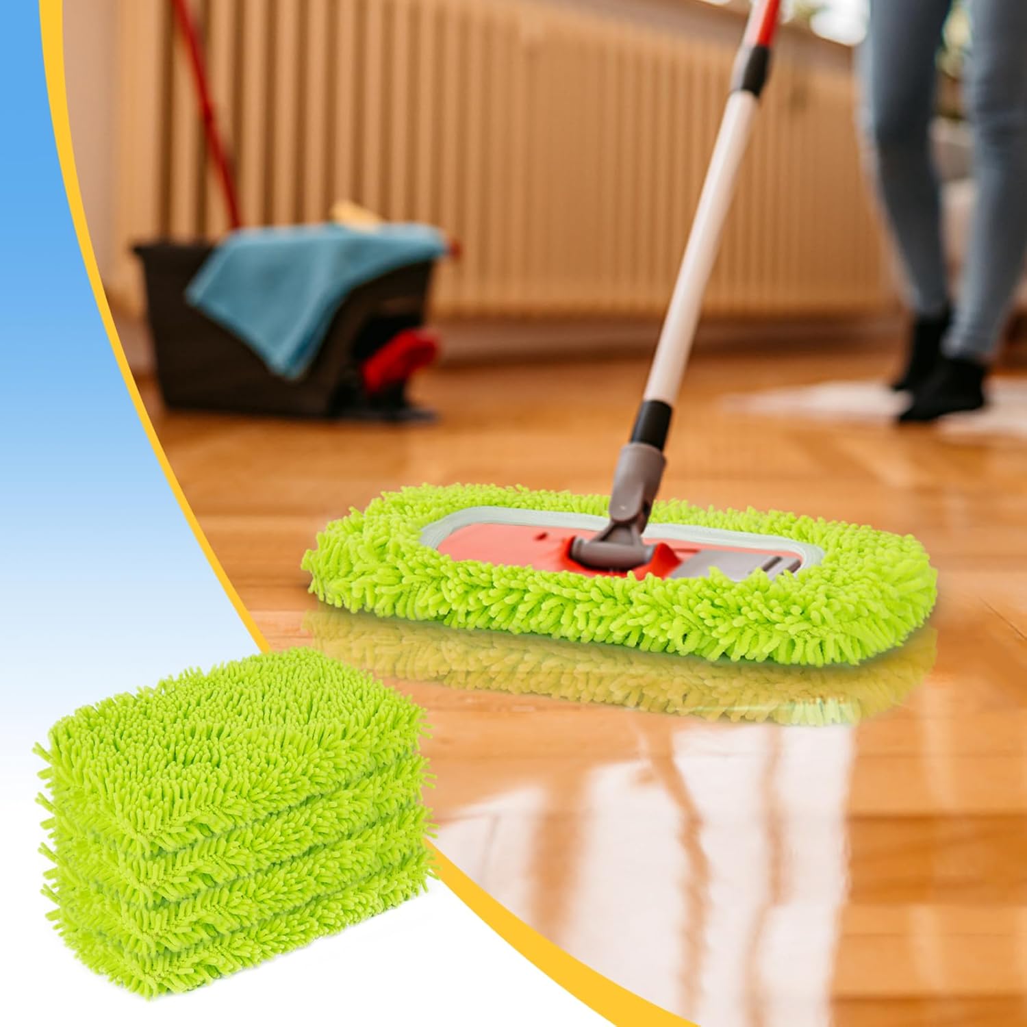 Reusable Dry Sweeping Cloths Microfiber Wet Mop Pads Compatible with Swiffer Sweeper Mop Replacement Sweeping Mopping pad Refills for Hardwood Surface Floor Cleaning (6PCS)