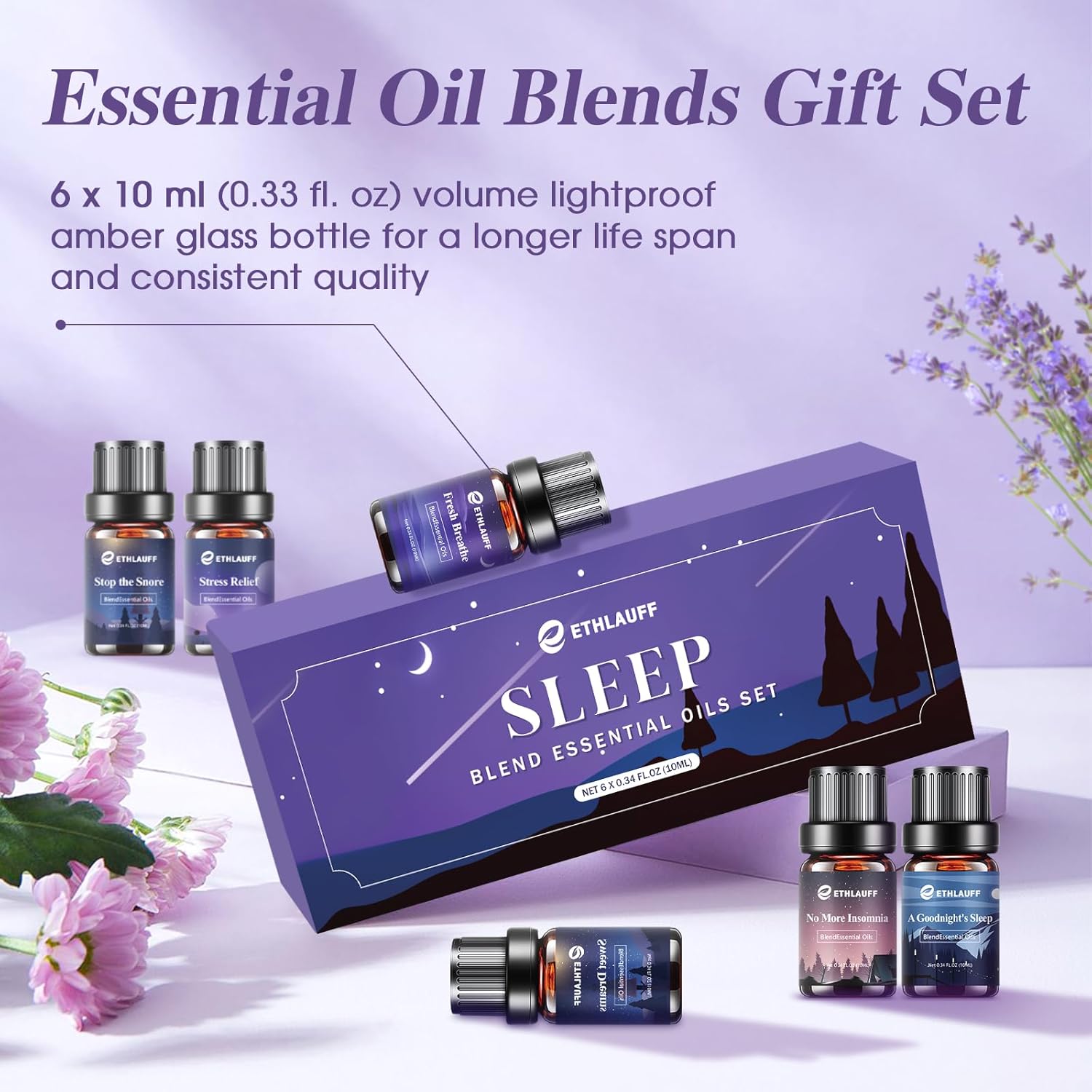 Sleep Essential Oils, Essential Oil Blends for Diffusers for Home (Relax, Stress Relief, Fresh Breathe, Sweet Dreams) Candle Making Scents, Relaxation Gift for Women and Men