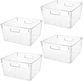 Extra Large Clear Plastic Storage Bins, Perfect for Kitchen Organization or Pantry Organization and Storage, Laundry Room, Fridge, Freezer Organizer Plastic Storage Containers for Organizing