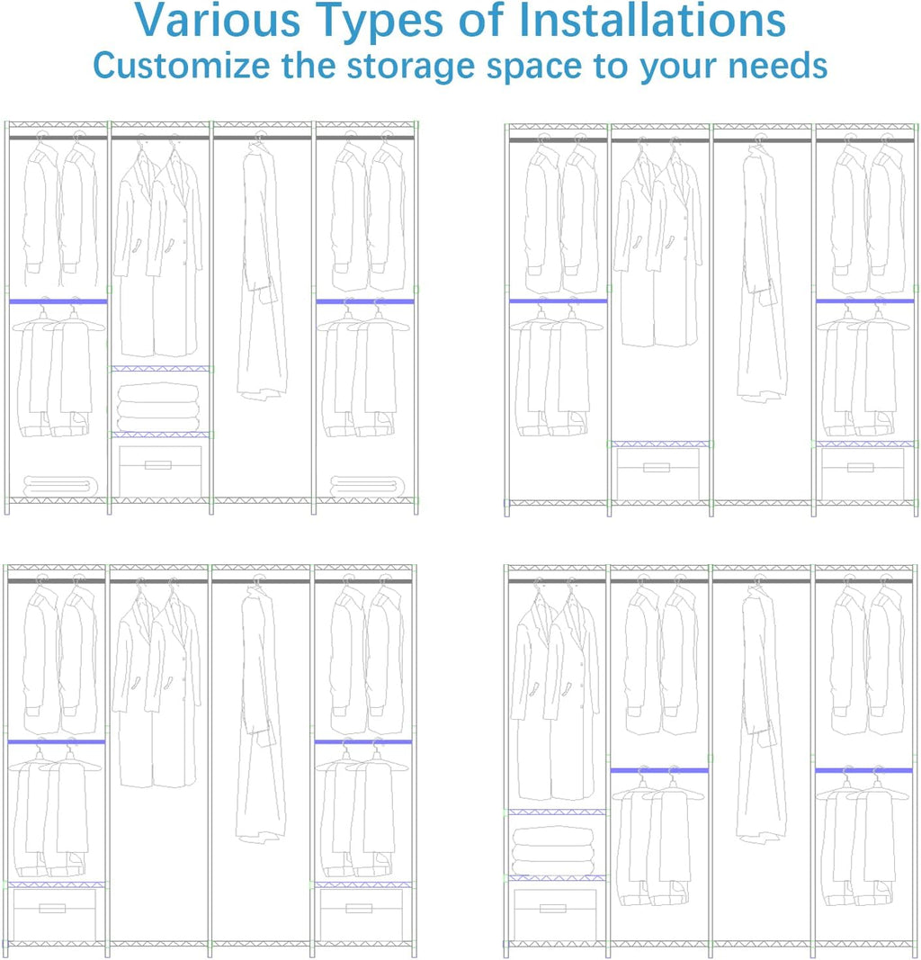 VIPEK V40 Medium Garment Rack Heavy Duty Clothes Rack for Hanging Clothes, Multi-Functional Bedroom Clothing Racks Freestanding Closet Portable Closet Wardrobe, Max Load 900lbs, Black