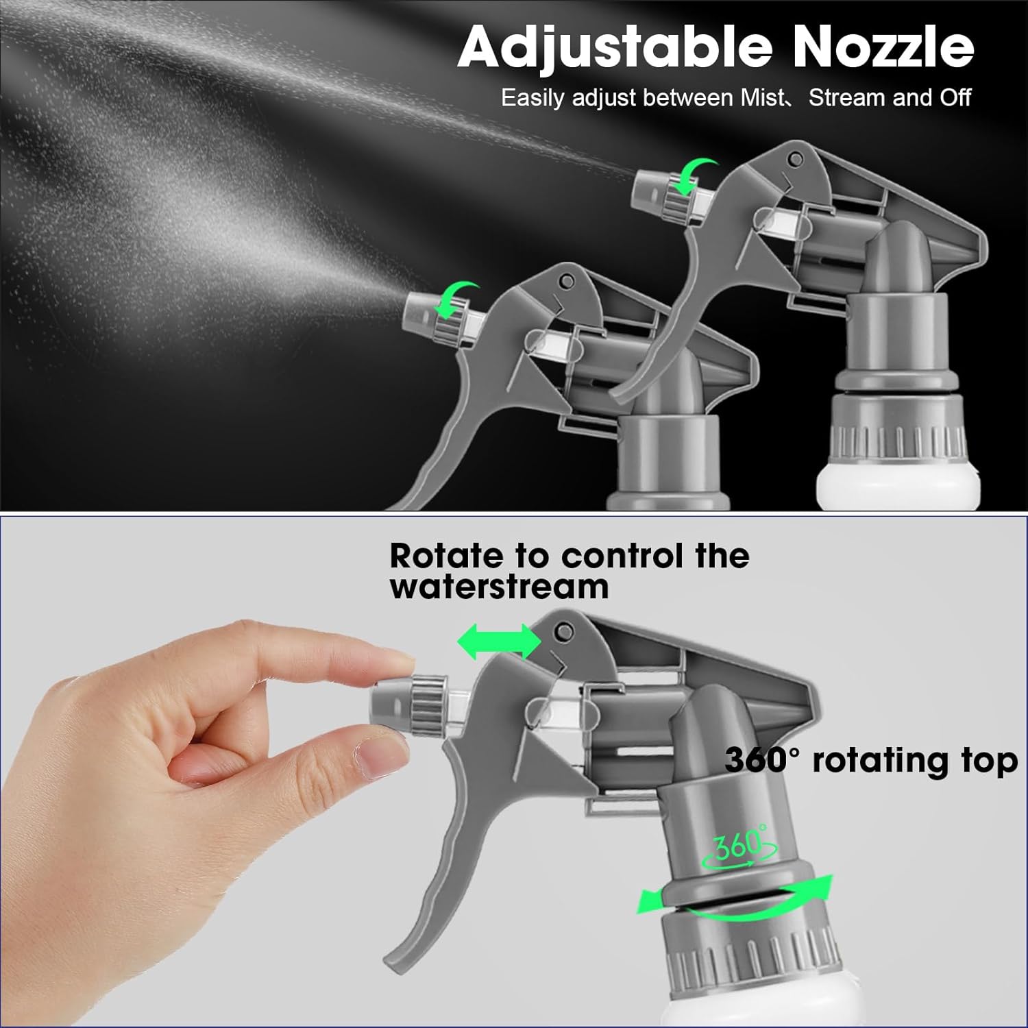 Eccliy 12 Pcs 16 Oz Plastic Spray Bottle, Adjustable Empty Reusable Sprayer for Cleaning, Planting, Water, Bathroom and Kitchen, BBQ, Commercial and Residential(Grey, Original)