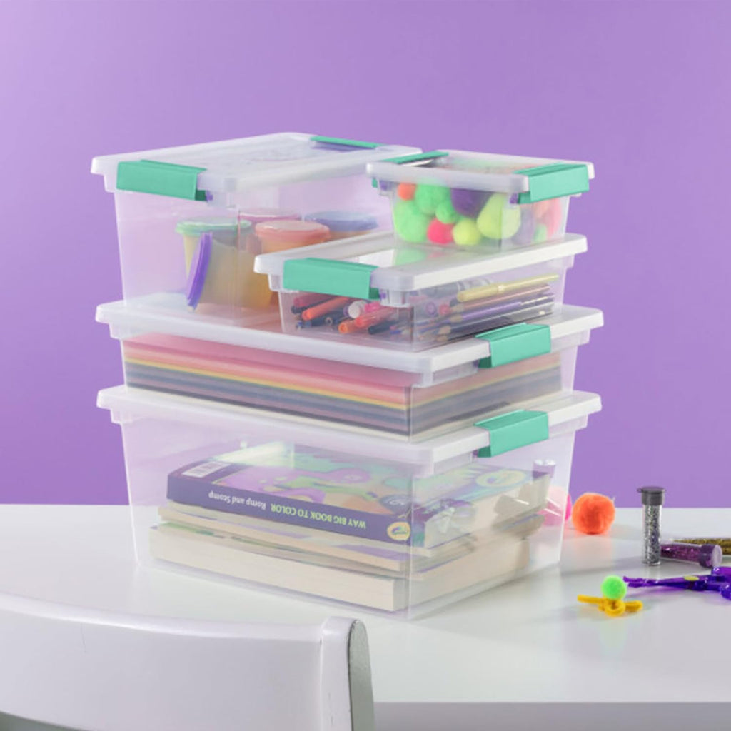 Sterilite 6-Pack Clip Box, Clear Storage for Crafts, Supplies and Office Items, Mini